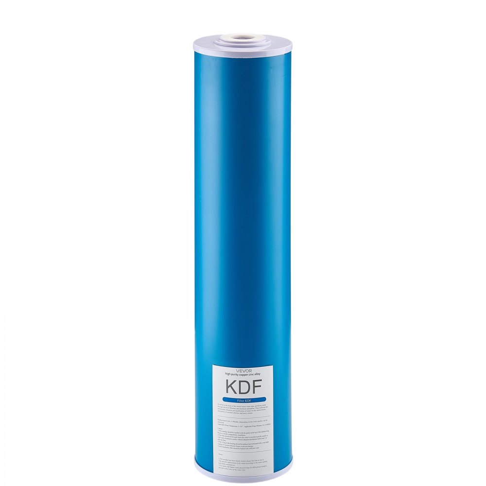 VEVOR vervangingsfilterpatroon voor waterfilters voor het hele huis, 115 x 507 mm kokosnootschaal actieve kool KDF-filter voor waterfiltratiesystemen, vermindert chloor, slechte smaak en geur.