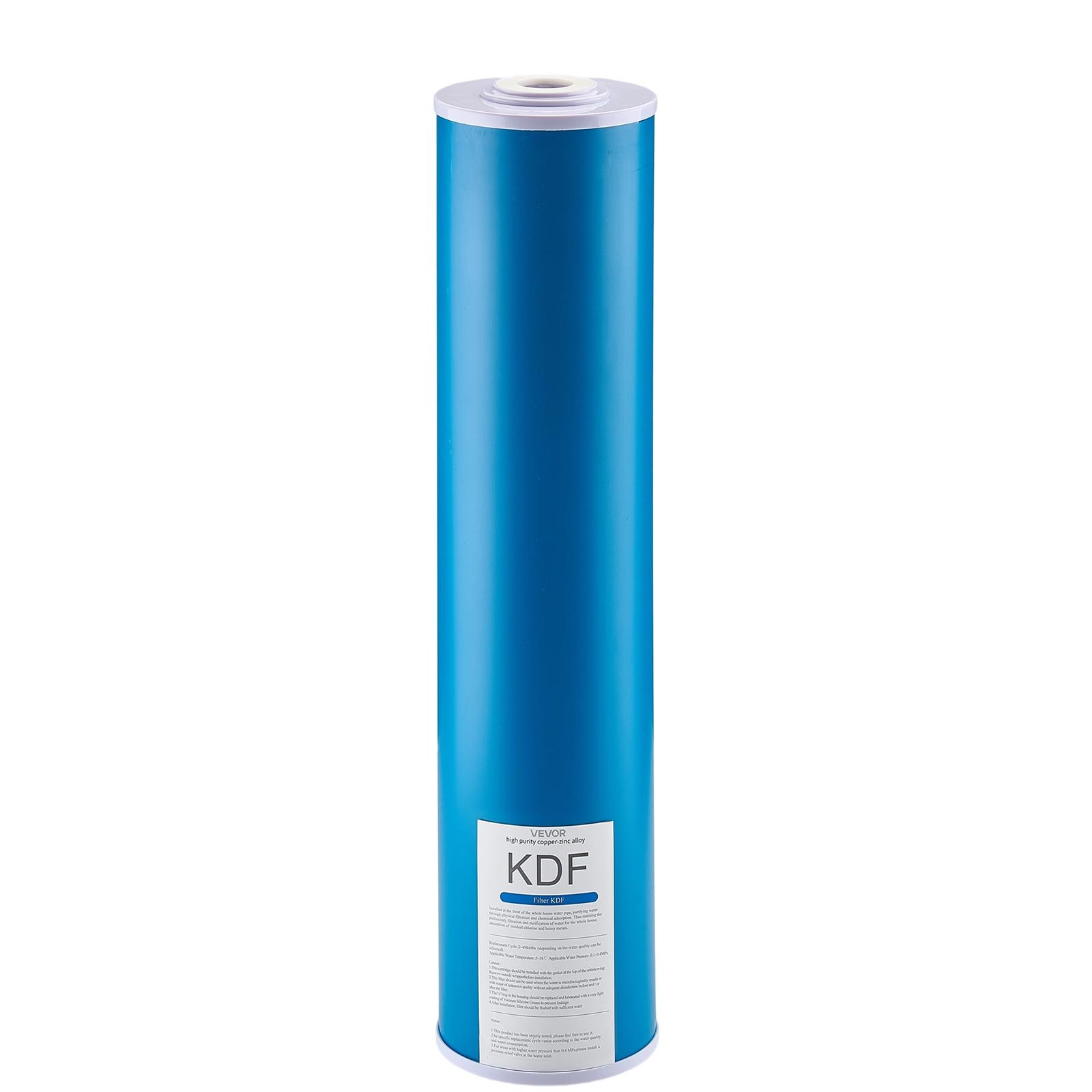 VEVOR vervangingsfilterpatroon voor waterfilters voor het hele huis, 115 x 507 mm kokosnootschaal actieve kool KDF-filter voor waterfiltratiesystemen, vermindert chloor, slechte smaak en geur.
