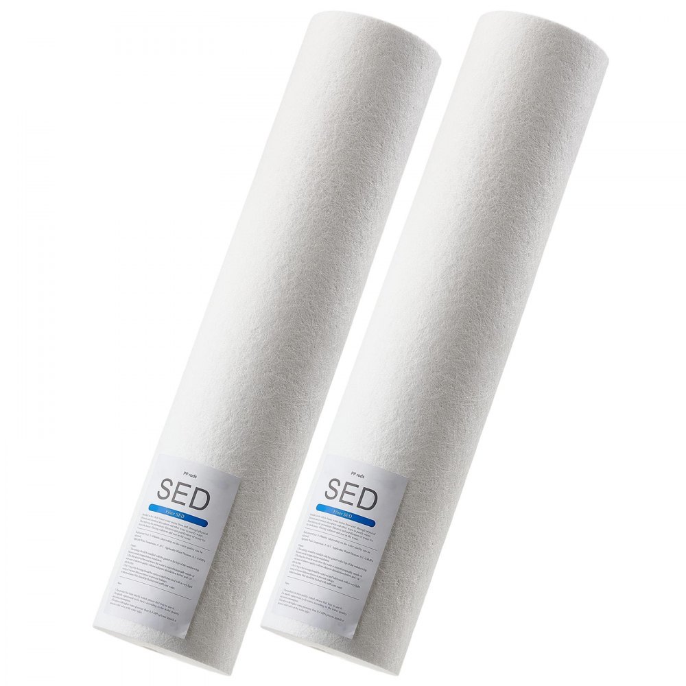 VEVOR 2-pack vervangende waterfiltercartridge voor het hele huis, 115 x 507 mm polypropyleen sedimentfilter voor 3-traps waterfiltratiesysteem, vermindert chloor en slechte smaak en geur