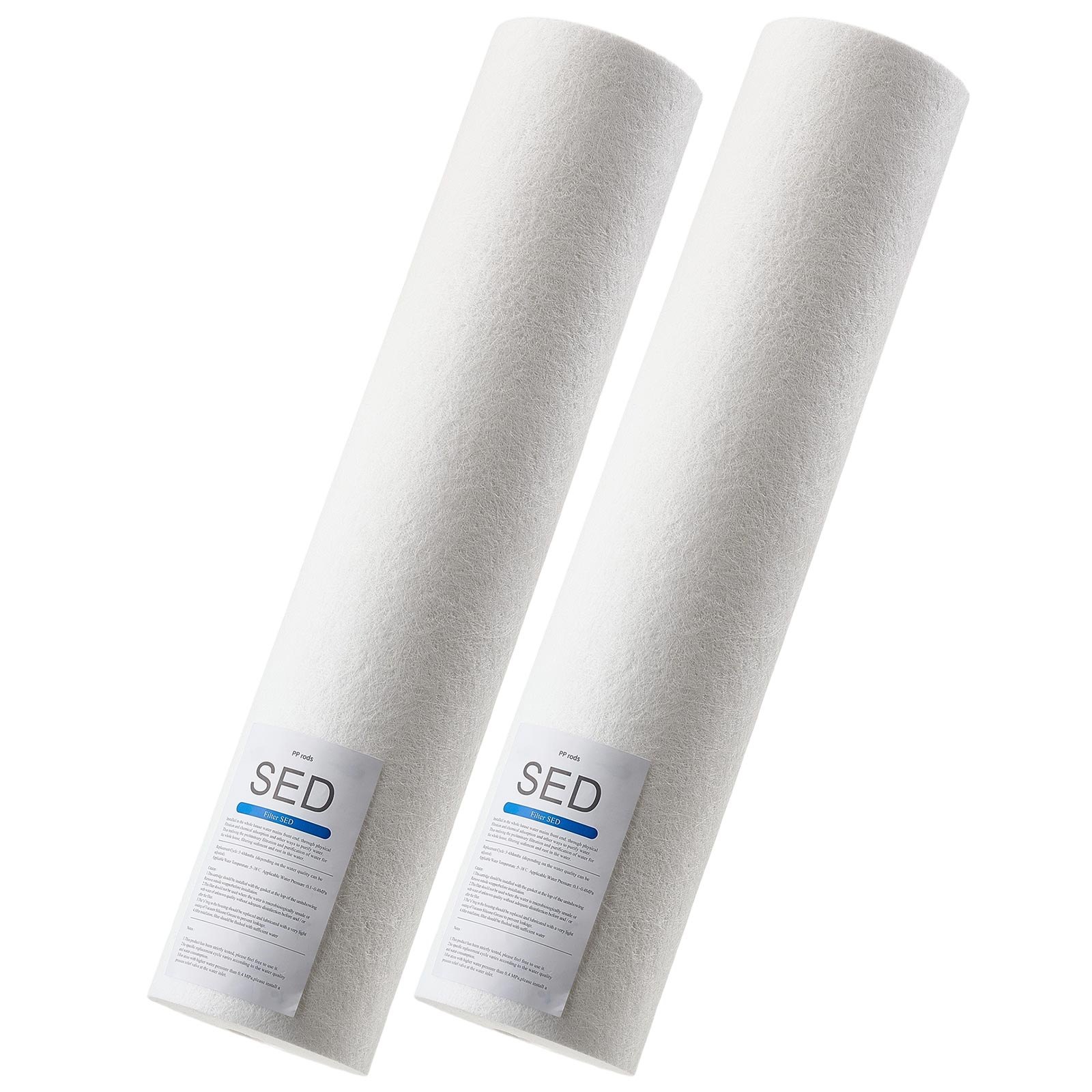 VEVOR 2 stuks vervangingscartridge voor waterfilter voor het hele huis, 115 x 507 mm polypropyleen sedimentfilter voor 3-traps waterfiltratiesysteem, vermindert chloor, slechte smaak en geur.