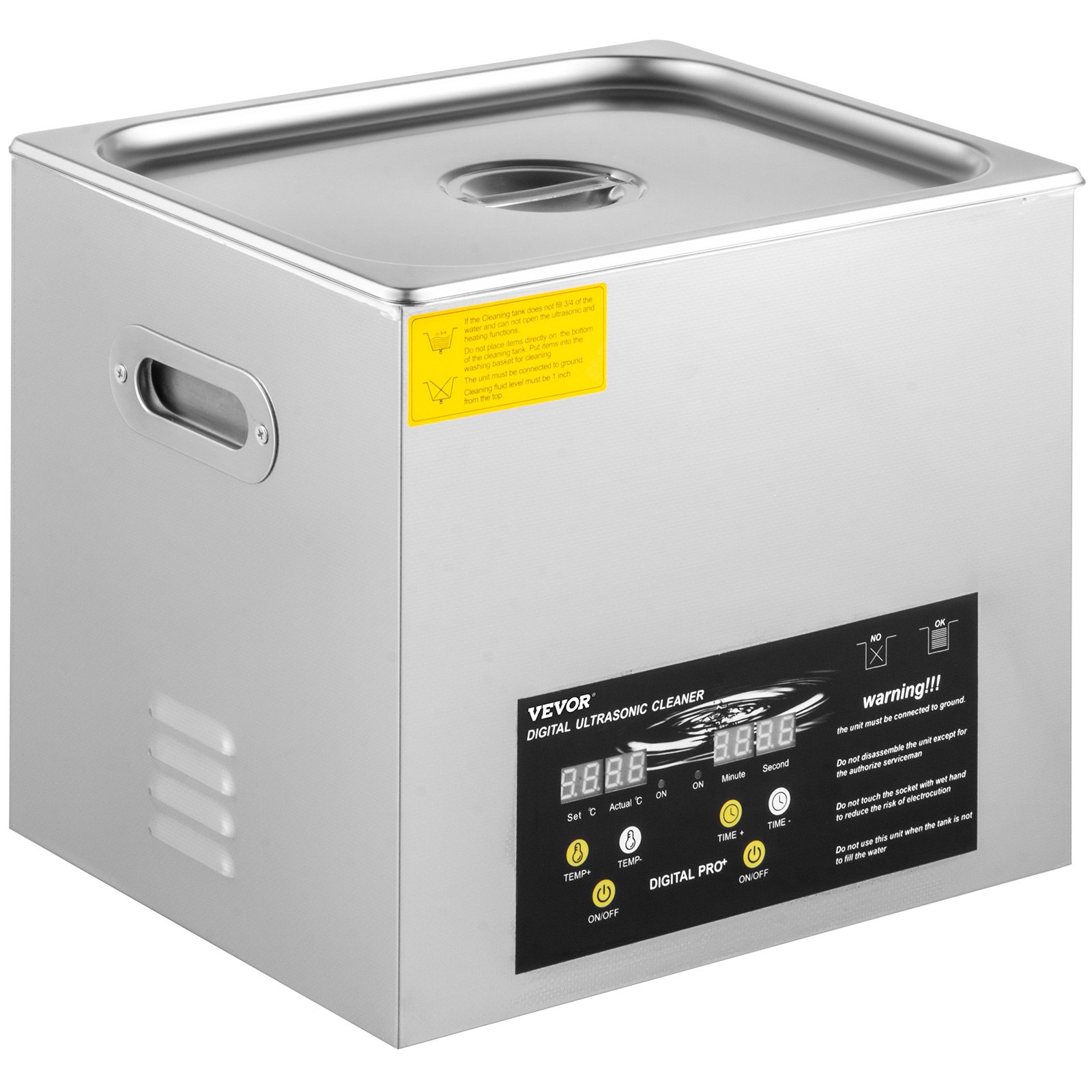 VEVOR 10L verbeterde ultrasoonreiniger (400W verwarming, 240W ultrasoon) Professionele digitale laboratorium-ultrasoonreiniger met verwarmingstimer voor het reinigen van onderdelen en instrumenten