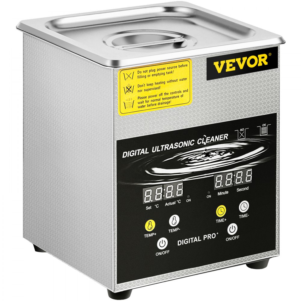 VEVOR 2L verbeterde ultrasoonreiniger (100W verwarmingselement, 60W ultrasoon) Professionele digitale laboratorium ultrasoon onderdelenreiniger met verwarmingstimer voor het reinigen van sieraden, brillenonderdelen