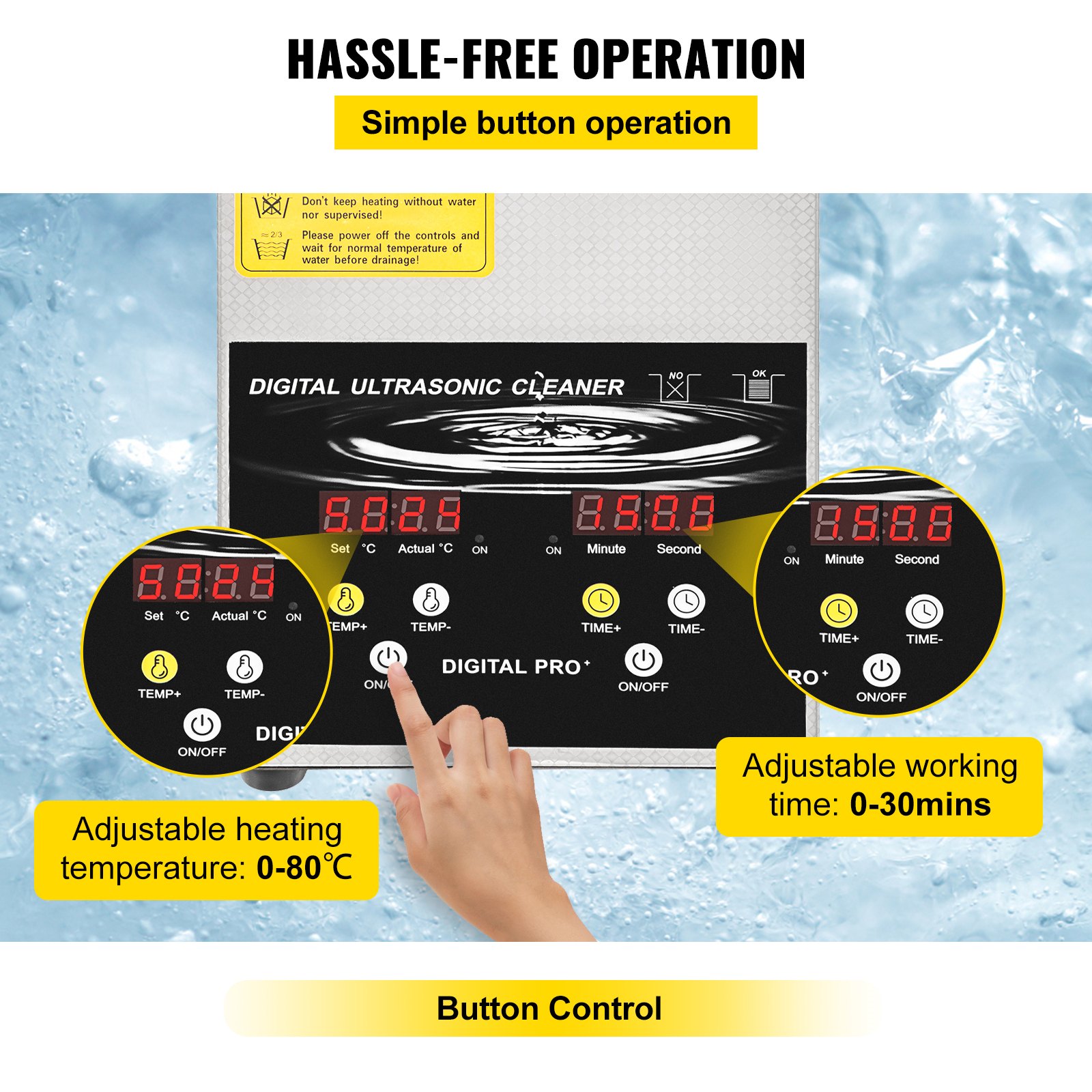 VEVOR 2L verbeterde ultrasoonreiniger (100W verwarmingselement, 60W ultrasoon) Professionele digitale laboratorium ultrasoon onderdelenreiniger met verwarmingstimer voor het reinigen van sieraden, brillenonderdelen