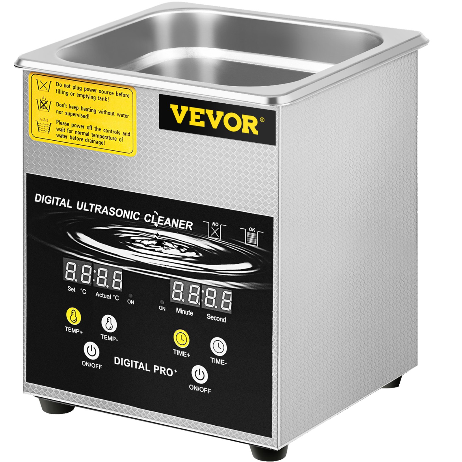 VEVOR 2L verbeterde ultrasoonreiniger (100W verwarmingselement, 60W ultrasoon) Professionele digitale laboratorium ultrasoon onderdelenreiniger met verwarmingstimer voor het reinigen van sieraden, brillenonderdelen