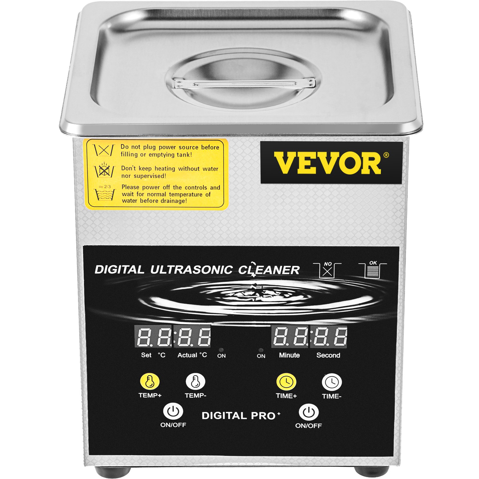 VEVOR 2L verbeterde ultrasoonreiniger (100W verwarmingselement, 60W ultrasoon) Professionele digitale laboratorium ultrasoon onderdelenreiniger met verwarmingstimer voor het reinigen van sieraden, brillenonderdelen