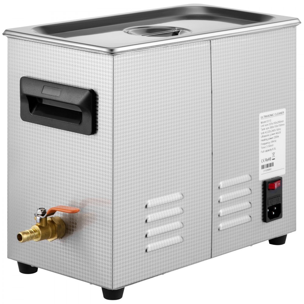 VEVOR 6L verbeterde ultrasoonreiniger (200W verwarming, 180W ultrasoon) Professionele digitale laboratorium ultrasoon onderdelenreiniger met verwarmingstimer voor het reinigen van sieraden, brillen