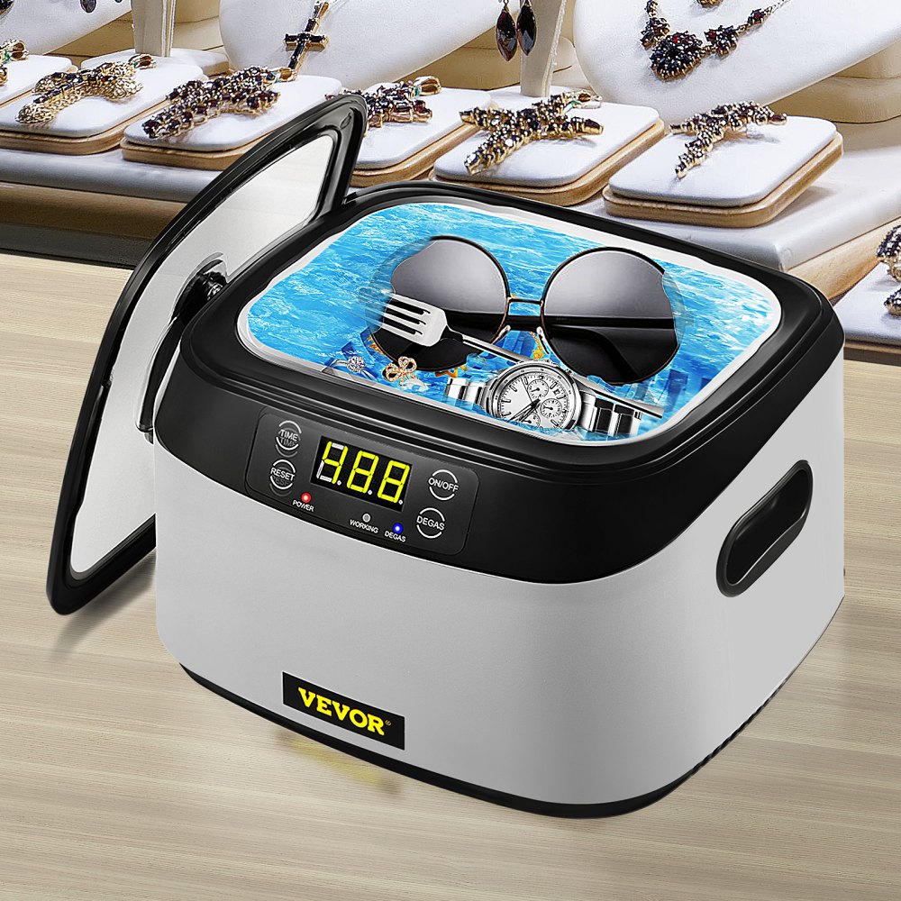 VEVOR Ultrasonic Machine, 1.2L Ultrasound Cleaner Machine, 40KHz Diamond Cleaner, 4 Buttons Jewelry Cleaner Machine, 70W Professional Ultrasonic Cleaner for Jewelry, Eyeglasses, Watches,  Coins, Rings
