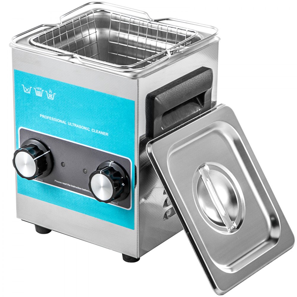 VEVOR 2L tankcapaciteit Digitale ultrasone reiniger 40 kHz ultrasone reiniger Roestvrijstalen sieradenreiniging 20-80 ℃ Ultrasoon ultrasoon reinigingsapparaat 220V brilreinigingsapparaat met verwarmingstimer
