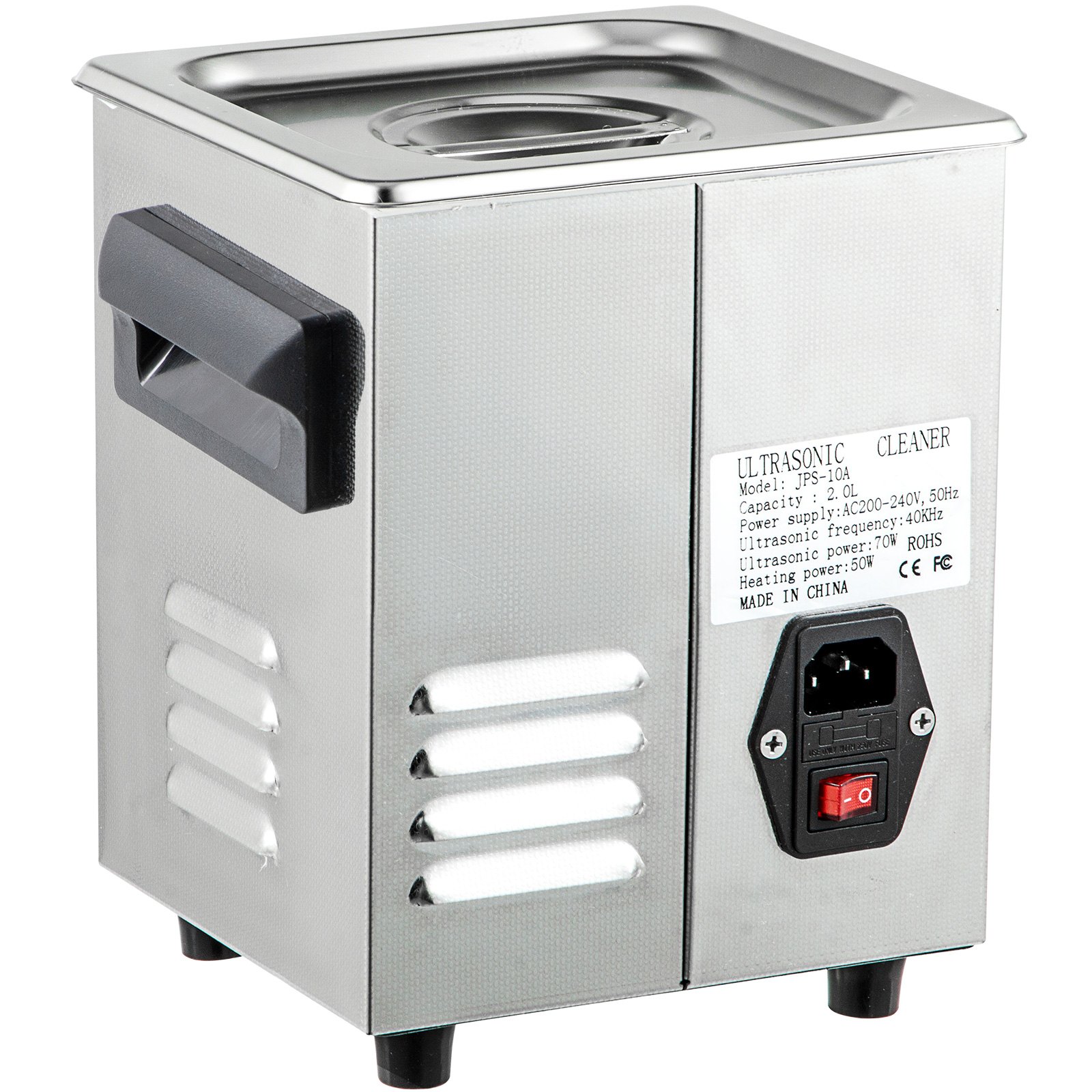 VEVOR 2L tankcapaciteit Digitale ultrasone reiniger 40 kHz ultrasone reiniger Roestvrijstalen sieradenreiniging 20-80 ℃ Ultrasoon ultrasoon reinigingsapparaat 220V brilreinigingsapparaat met verwarmingstimer