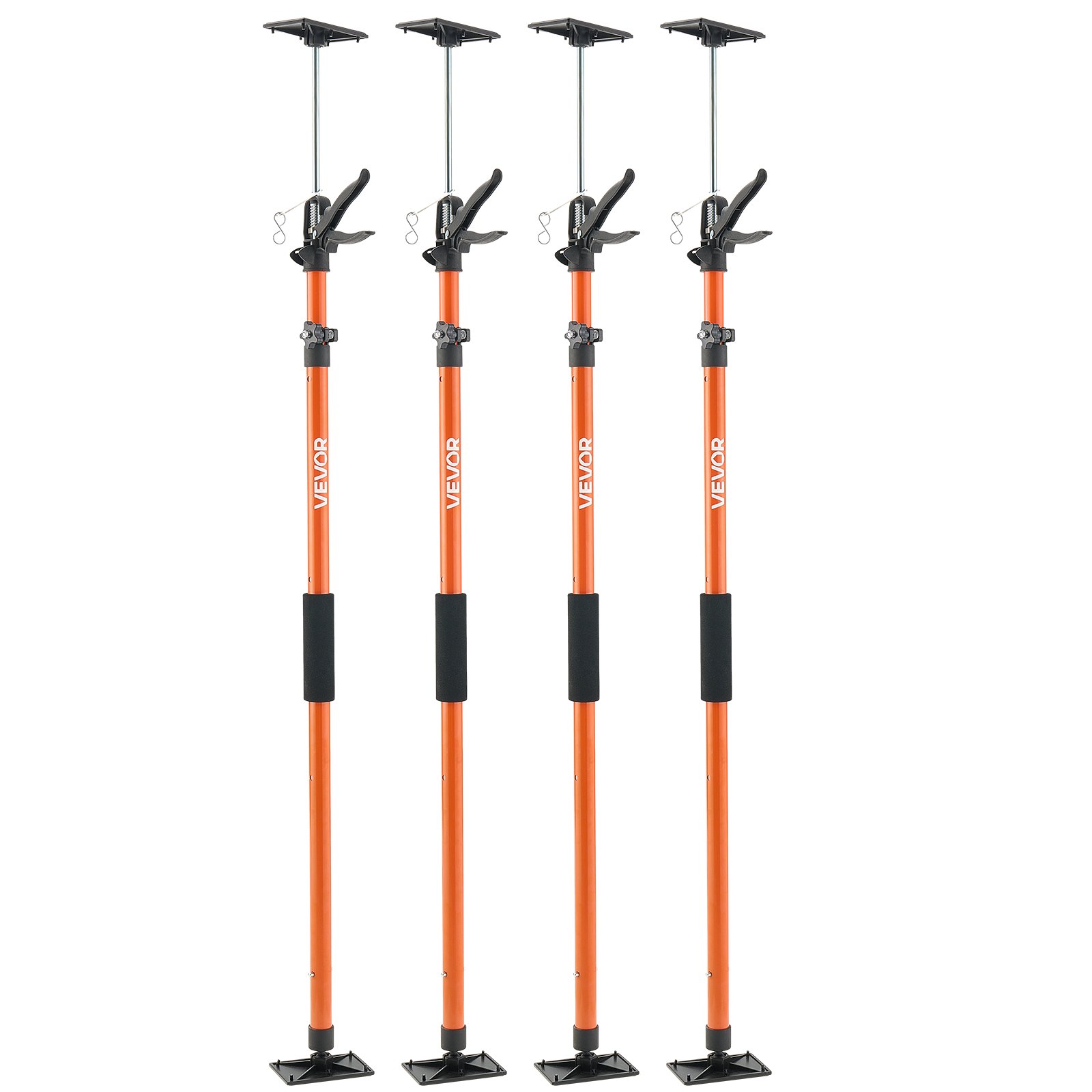 VEVOR Eenhandige steun, 4 stuks, plafondsteun 116–290 cm, telescopische stalen steun, montagesteun met een draagvermogen tot 70 kg voor het installeren van kasten, het tillen van gipsplaten en het gebruik van laadstangen.