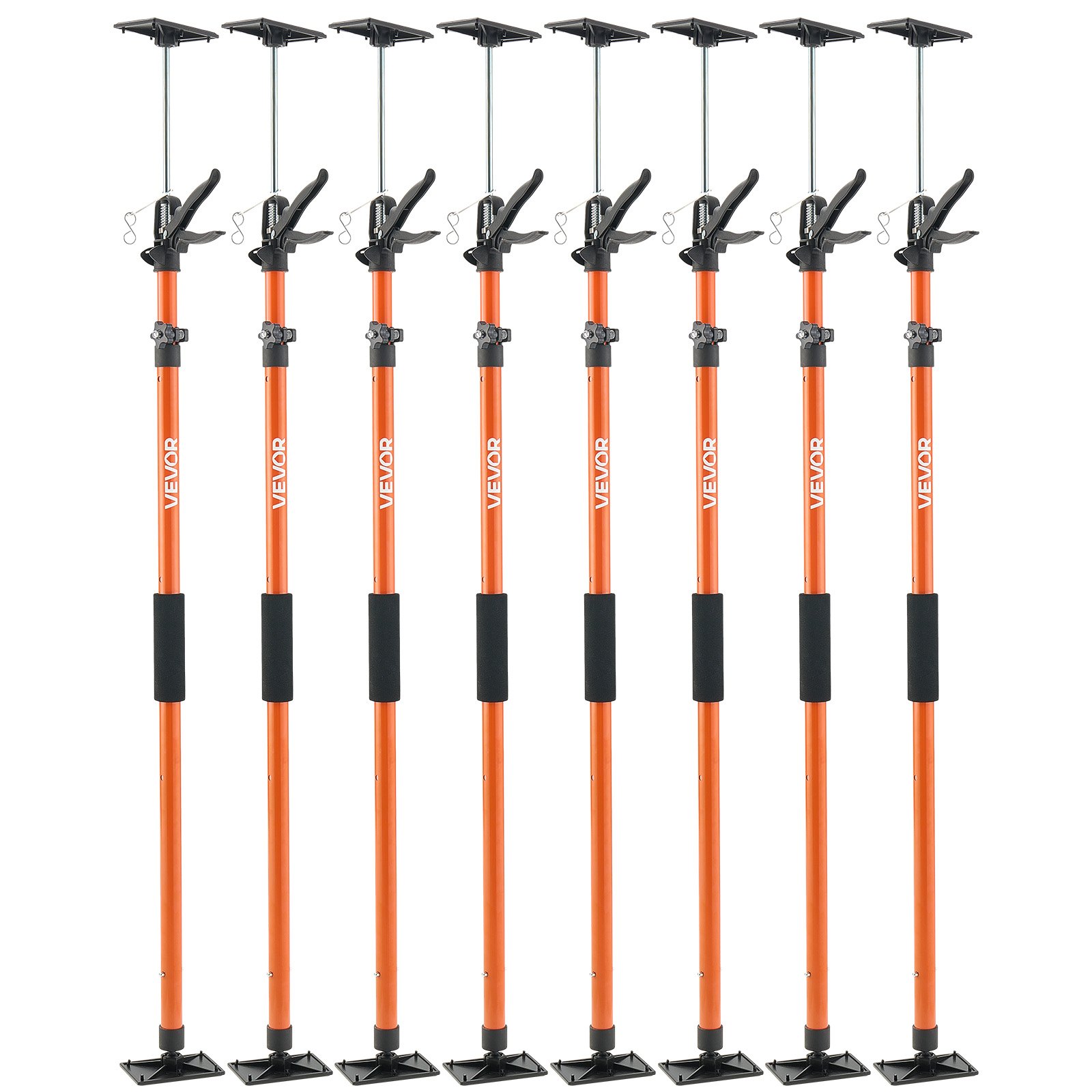 VEVOR Eenhandige steun, 8 stuks, plafondsteun 116–290 cm, telescopische stalen steun, montagesteun met een draagvermogen tot 70 kg voor het installeren van kasten, het tillen van gipsplaten en het gebruik van laadstangen.