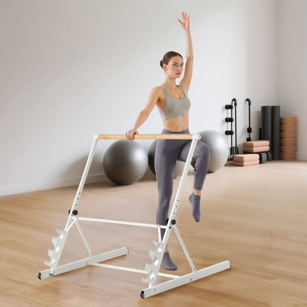 VEVOR Ballet Barre, Dansbarre, In hoogte verstelbaar (4 standen / 812,8-965,2 mm) Houten stretchbarre voor balletoefeningen, balanstraining, ontspanningsoefeningen en yoga.