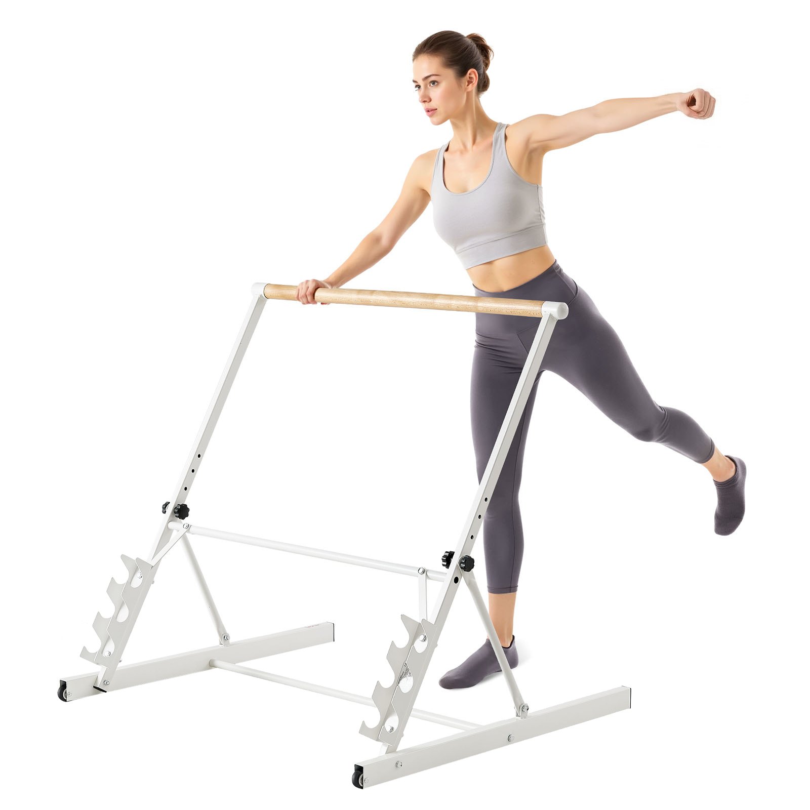 VEVOR Ballet Barre, Dansbarre, In hoogte verstelbaar (4 standen / 812,8-965,2 mm) Houten stretchbarre voor balletoefeningen, balanstraining, ontspanningsoefeningen en yoga.