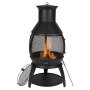 VEVOR Tuinhaard, φ500x1100mm Terraskachel, Azteekse ijzeren kachel voor grillen en verwarmen, Chimenea vuurkorf met grillrooster, schoorsteenmantel en roestvrijstalen schoorsteendeksel, voor terras, tuin, achtertuin