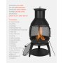 VEVOR Tuinhaard, φ500x1100mm Terraskachel, Azteekse ijzeren kachel voor grillen en verwarmen, Chimenea vuurkorf met grillrooster, schoorsteenmantel en roestvrijstalen schoorsteendeksel, voor terras, tuin, achtertuin