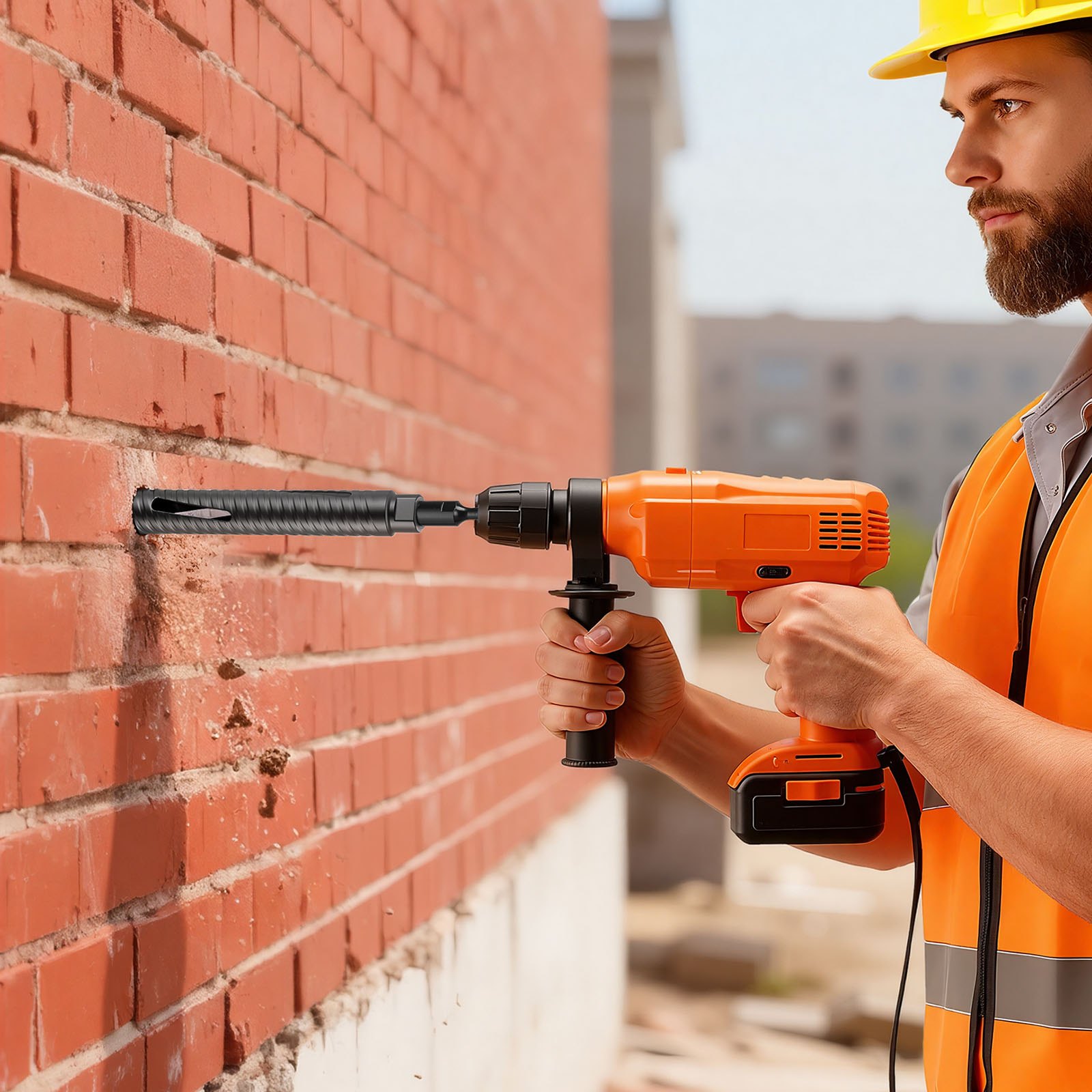 VEVOR kernboor, 38 mm diameter, 241 mm boordiepte, M16 binnendraad, droge diamantkernboor met 3 adapters, centreerboor, inbussleutel voor gewapend beton, baksteen en metselwerk