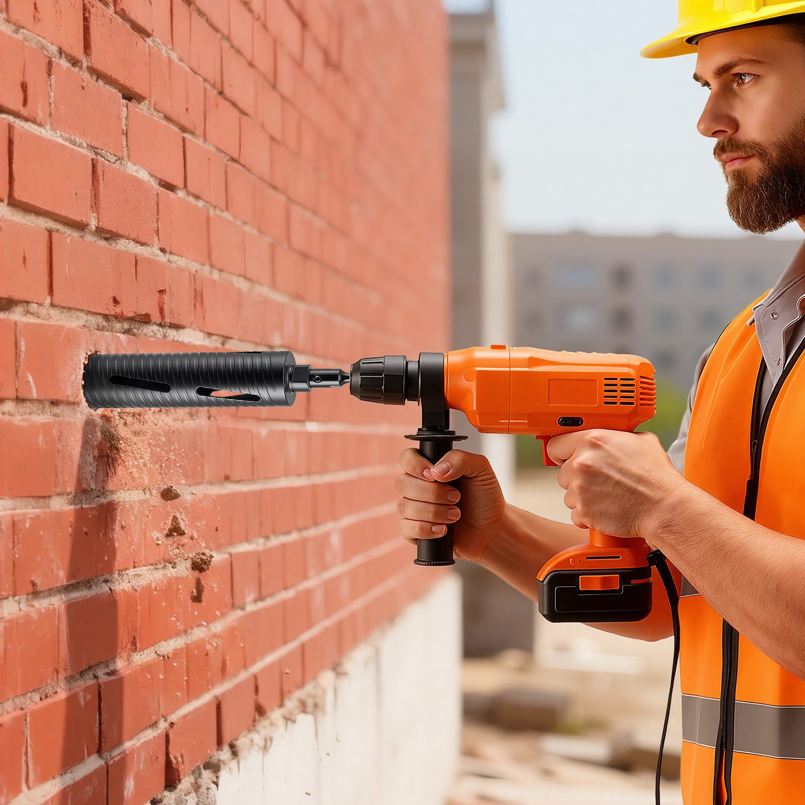 VEVOR kernboor, 64 mm diameter, 241 mm boordiepte, M16 binnendraad, droge diamantkernboor met 3 adapters, centreerboor, inbussleutel voor gewapend beton, baksteen en metselwerk.