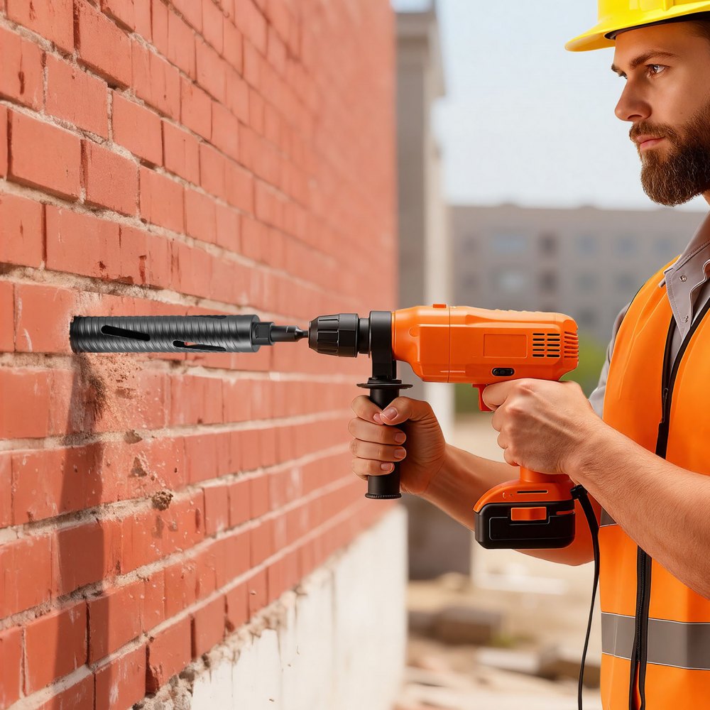 VEVOR kernboor, 51 mm diameter, 241 mm boordiepte, M16 binnendraad, droge diamantkernboor met 3 adapters, centreerboor, inbussleutel voor gewapend beton, baksteen en metselwerk.