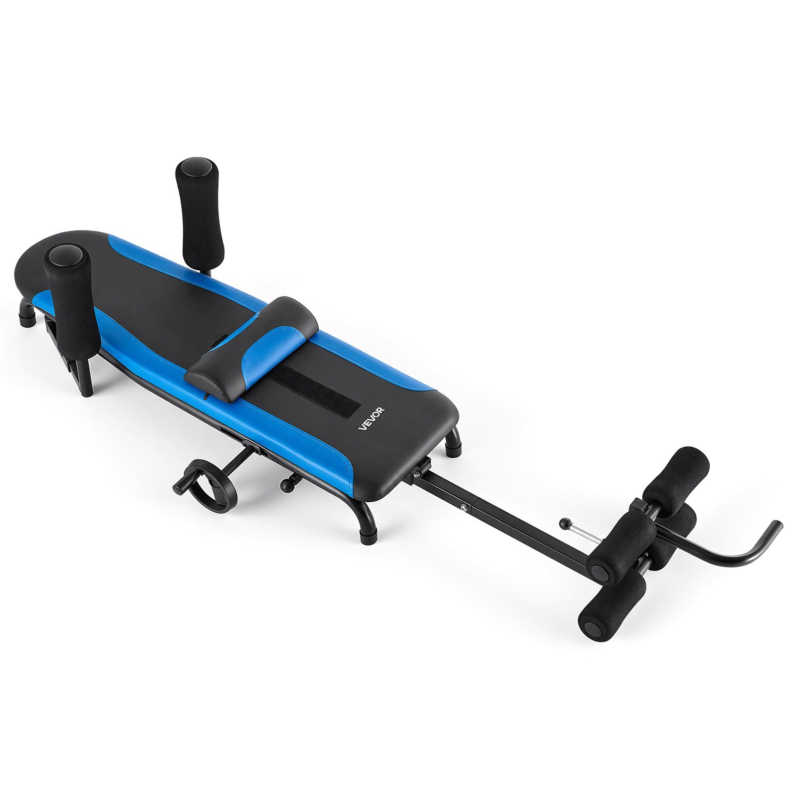 VEVOR Stretch Trainer tot 160 kg, robuuste inversietafel met stabiele constructie, rugtrainer voor het verlichten van rug- en nekklachten, rugstrekbank met handmatige wielbediening, blauw/zwart