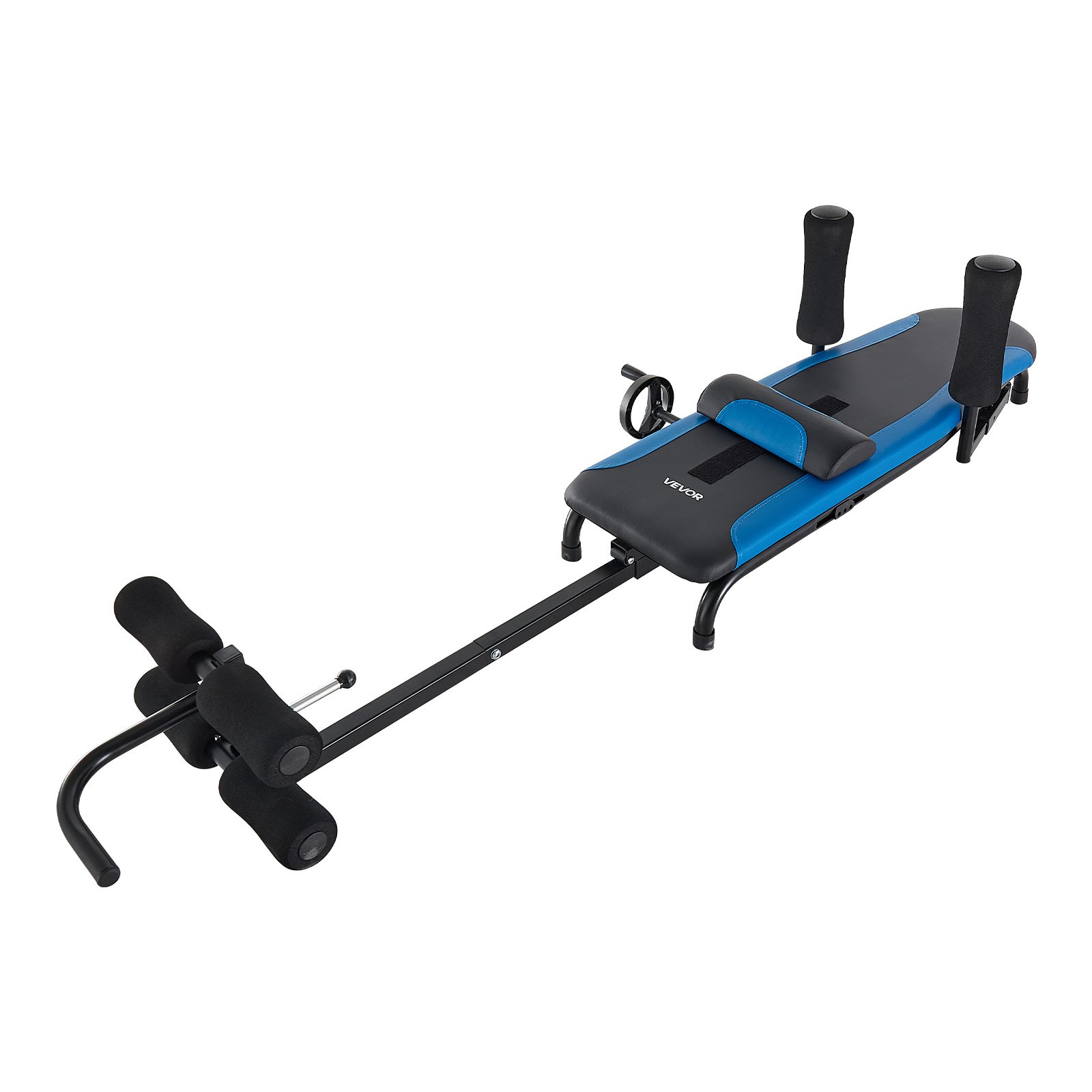 VEVOR Stretch Trainer tot 160 kg, robuuste inversietafel met stabiele constructie, rugtrainer voor het verlichten van rug- en nekklachten, rugstrekbank met handmatige wielbediening, blauw/zwart