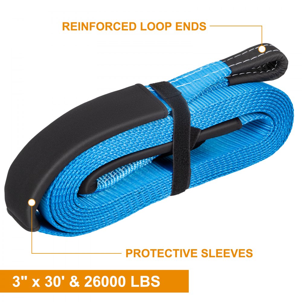 Vevor Auto Sleepkabel Haken Auto Trekband 76 Mmx9 M Heavy Duty Sleepkabel 14,1kg