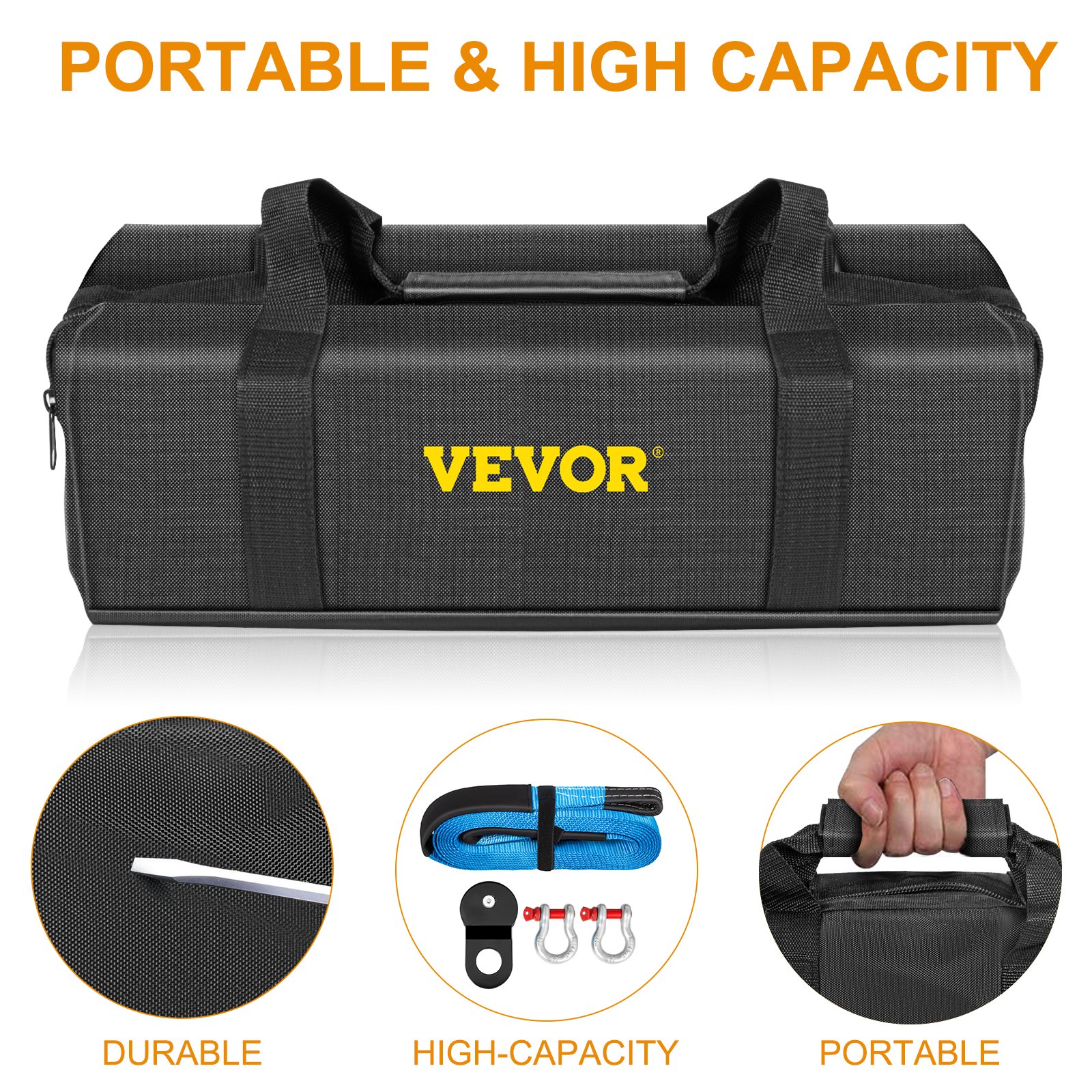 Vevor Auto Sleepkabel Haken Auto Trekband 76 Mmx9 M Heavy Duty Sleepkabel 14,1kg