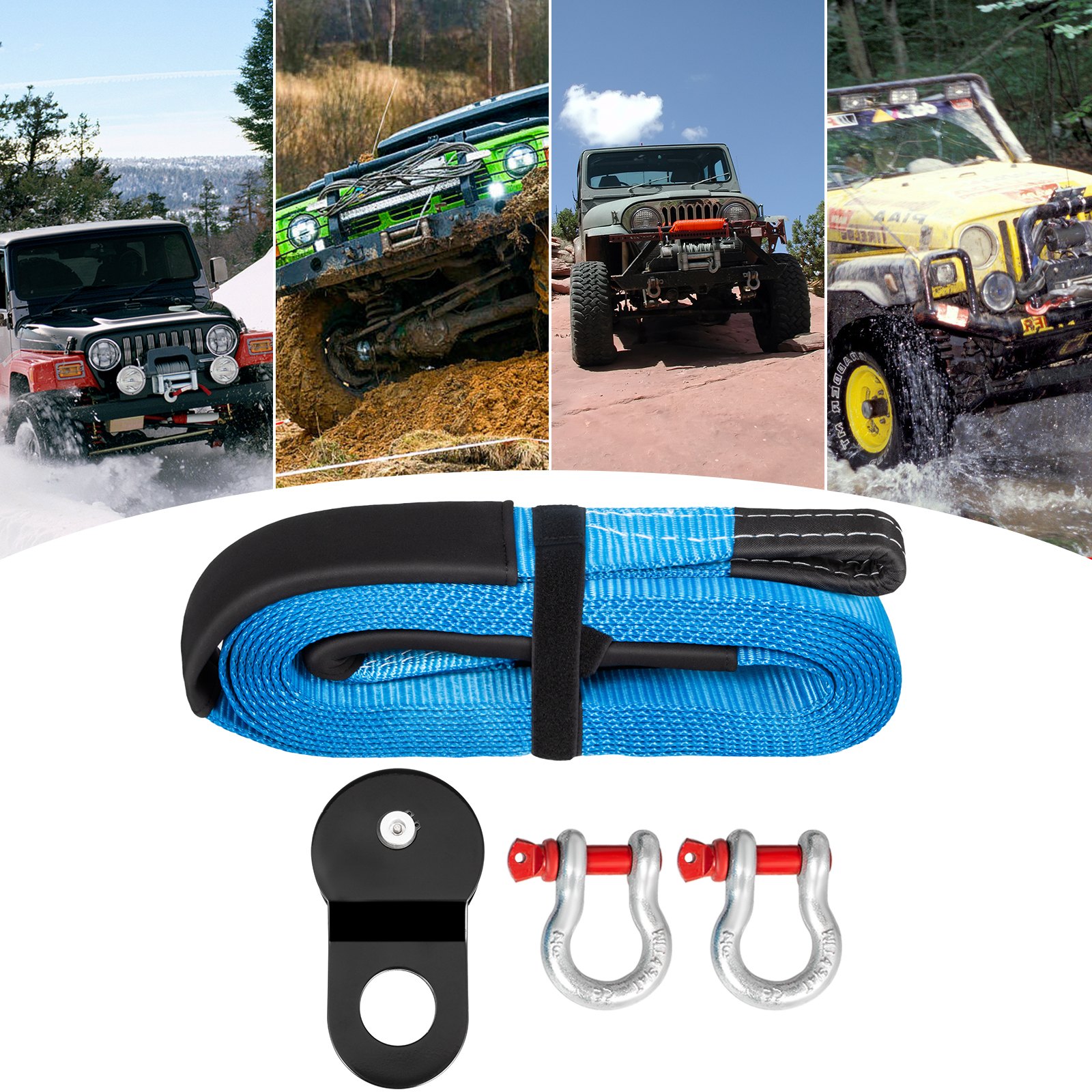 Vevor Auto Sleepkabel Haken Auto Trekband 76 Mmx9 M Heavy Duty Sleepkabel 14,1kg