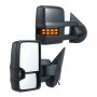 VEVOR Towing Mirrors, Left & Right Pair Set for Chevrolet Silverado (2007-2014)/GMC/Cadillac, Power Heated with Signal Light & LED Driving Light, Manual Telescoping Folding, and Heating Defrost, Black