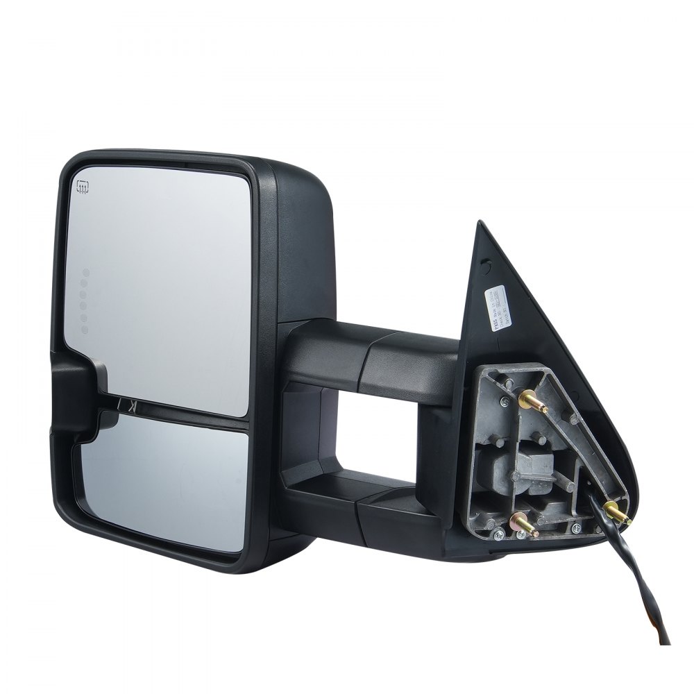 VEVOR Sleepspiegels, set links en rechts voor Chevrolet Silverado (2014-2021)/GMC, elektrisch verwarmd met richtingaanwijzer en led-rijverlichting, handmatig bediend telescopisch inklapsysteem, verwarming en ontdooiing, zwart