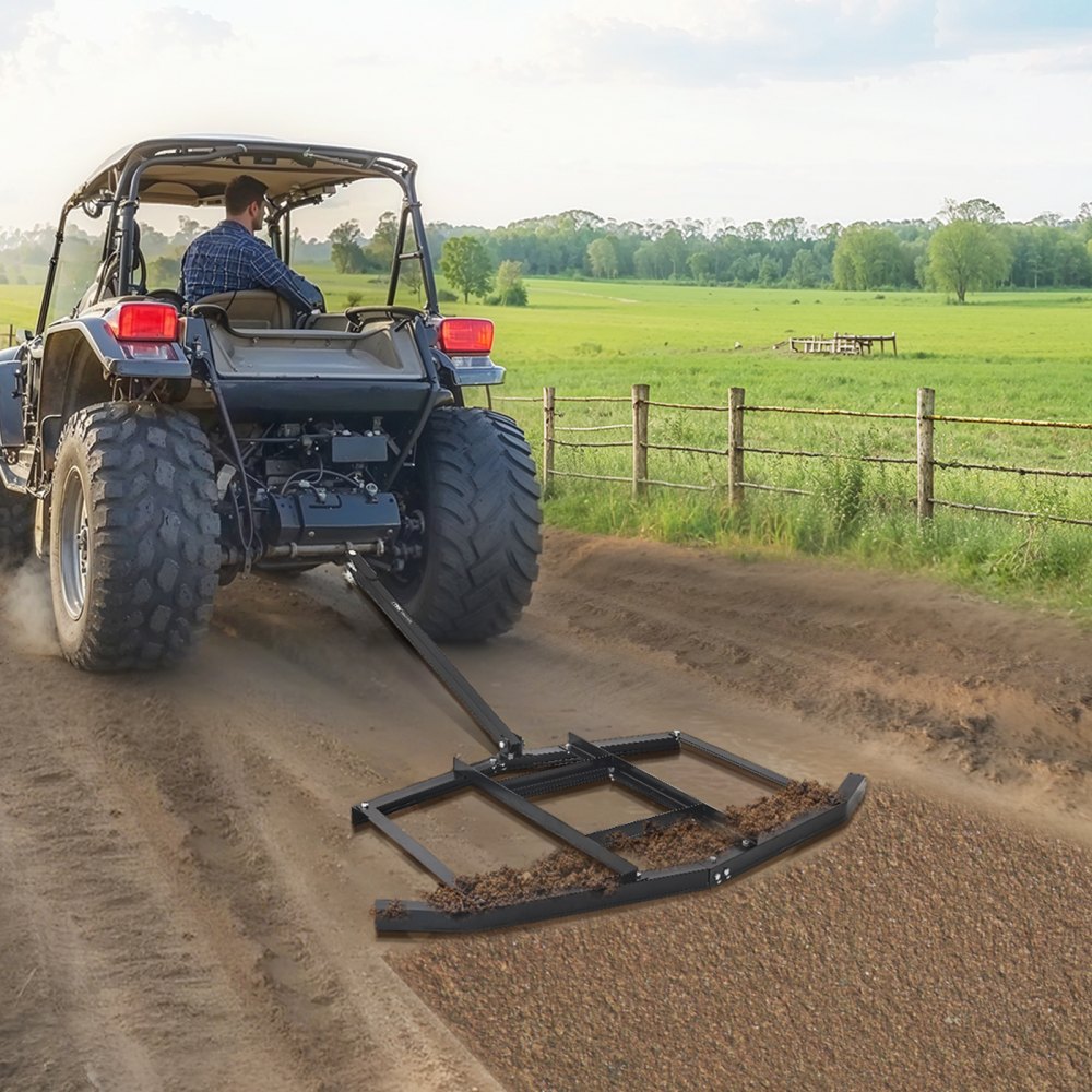 VEVOR getrokken eg, 167,6 cm breed, Q235 stalen weideeg met verstelbare stangen en penkoppeling, draagvermogen tot 22,7 kg, weideeg voor ATV's, UTV's, tuin- en zitmaaiers