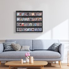 VEVOR vitrine voor sportkaarten in 36 verschillende designs, 77,5x61,7x5,5cm presentatieframe met 98% UV-bescherming PC-glas afsluitbare wandkast voor voetbal basketbal hockey ruilkaarten