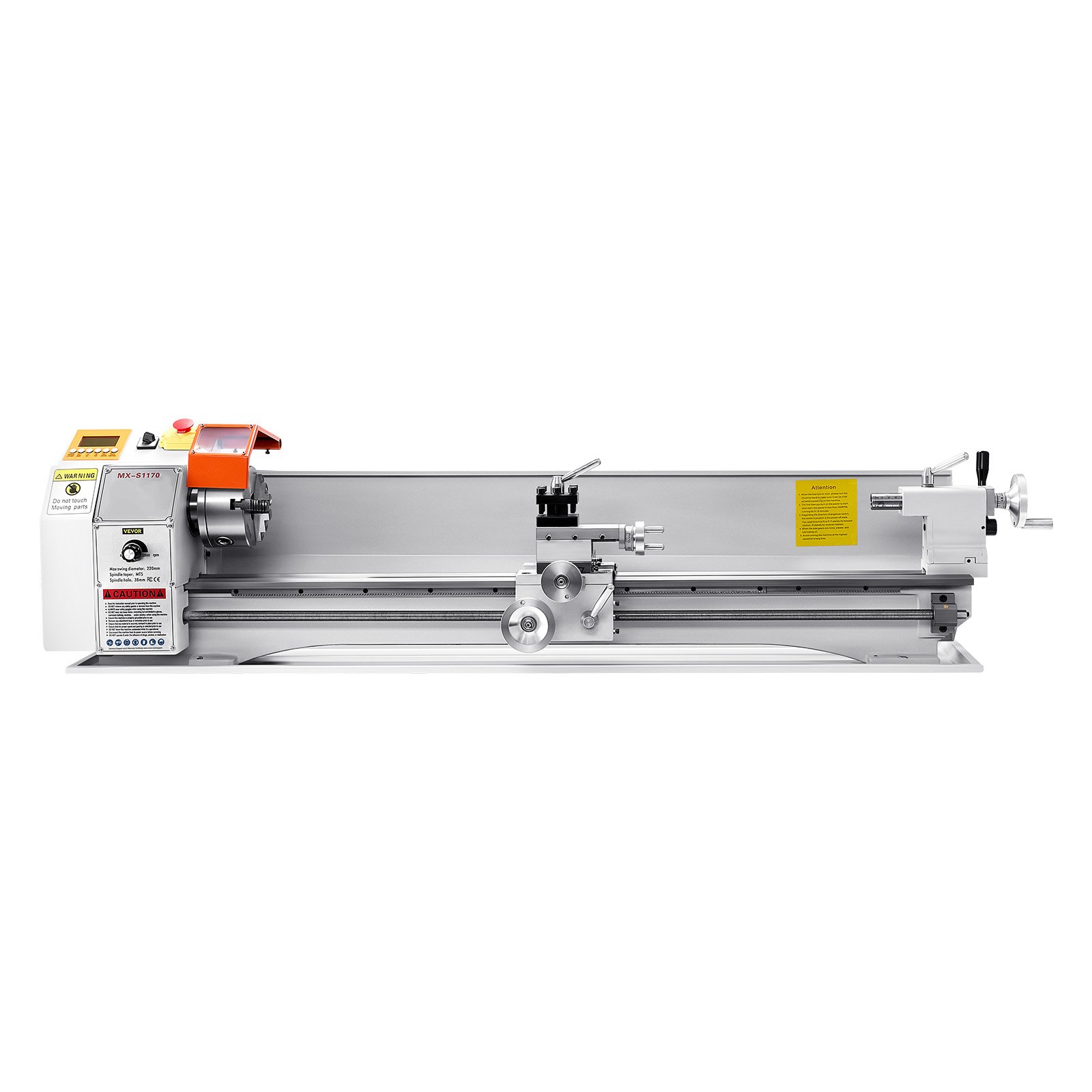 VEVOR Metaaldraaibank 220x1000 mm Draaibank Automatische Voeding 2500 tpm Toerental 1250 W Borstelloze Motor, met Accessoires, Tafeldraaibank voor het Bewerken van Precisieonderdelen
