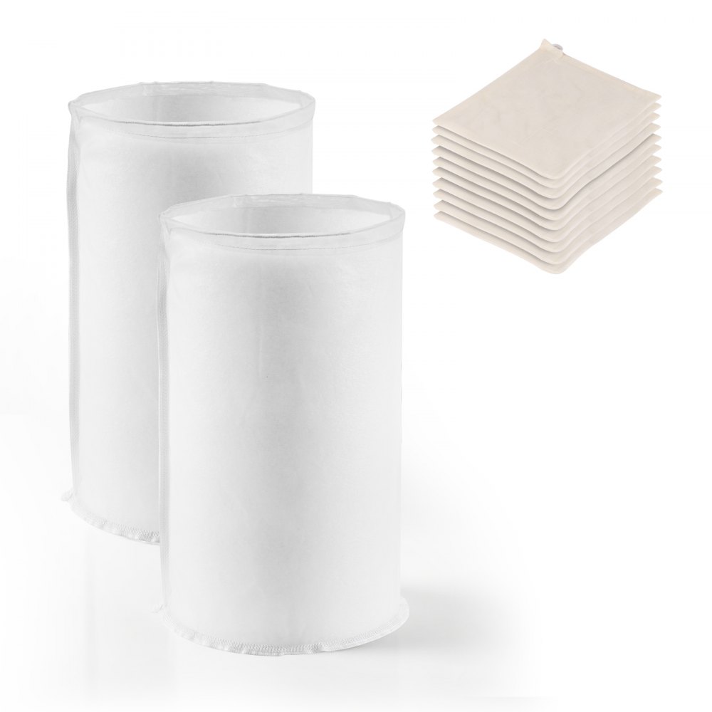 VEVOR filterzakken (2 stuks) van voedselveilig nylon, hopzakken (10 stuks) van een natuurlijke katoen-linnenmix, uitsluitend voor ons automatische bierbrouwsysteem, herbruikbaar.