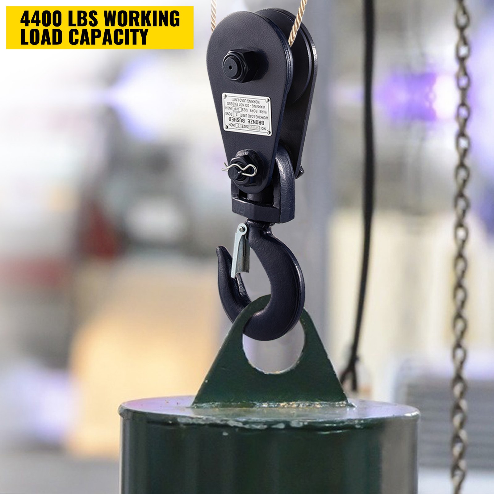 Vevor 2t Hijswerktuig Haak Hijshaken Snatch Block Crane Rigging Staal 4400 Lbs