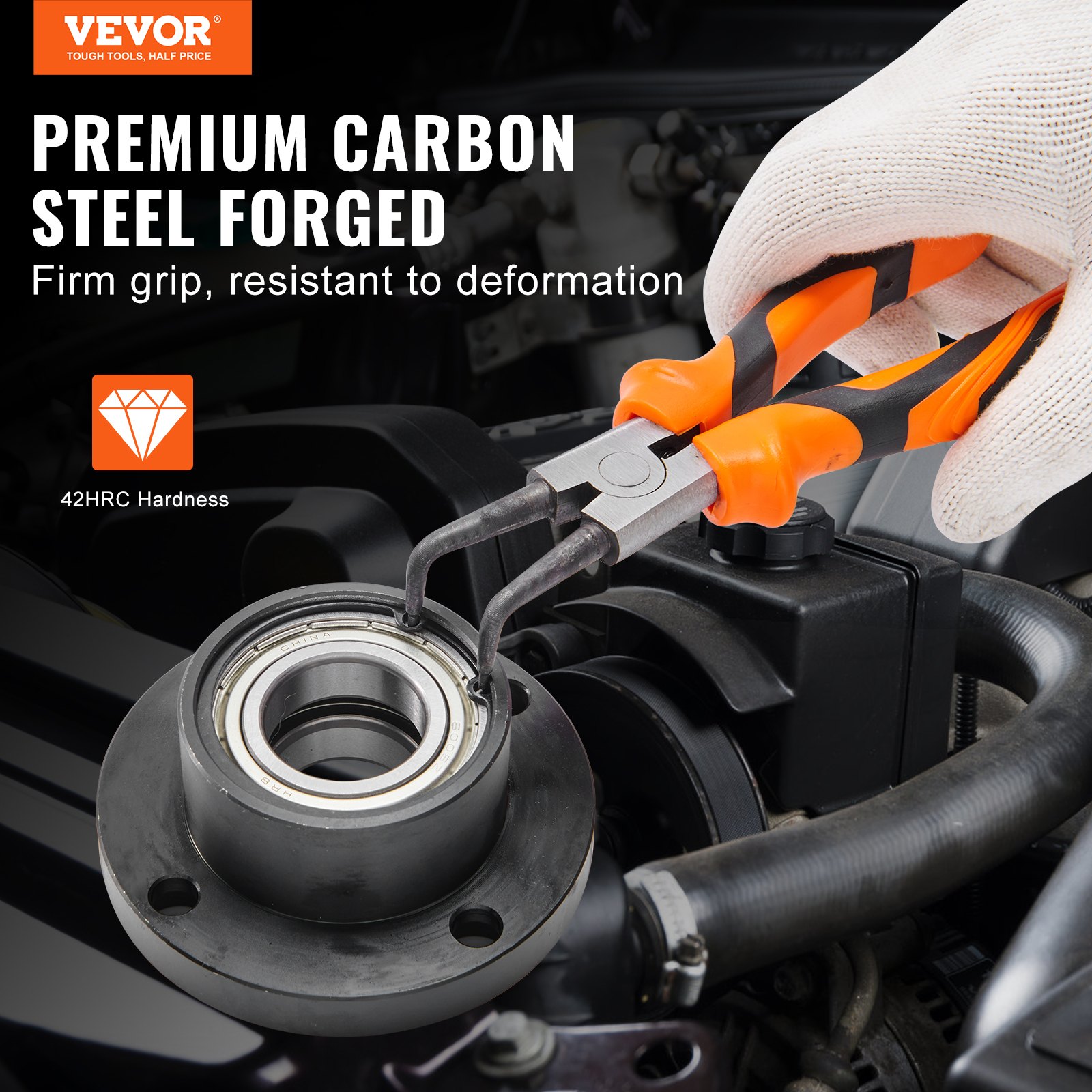 VEVOR tangenset, 4-delige set precisie mechanische tangenset, binnenborgveertang, buitenborgveertang, professionele tangenset van 45# staal, tangen, professioneel gereedschap