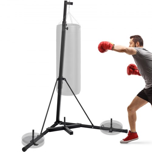 VEVOR Bokszak Standaard Zwarte Boksstandaard 60 kg Boksen Punch Bag Stand van Premium Stalen Frame met 182 tot 230 cm Hoogte en Stabiele Basis Ideaal voor Vechtsporten, Boksen, Fitness en MMA-training