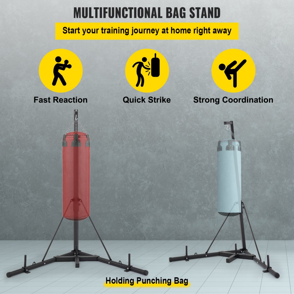 VEVOR Punching Bag Stand Heavy Duty Boxing Punch Bag Stand Folding Height Adjustable Free Standing Boxing Stand  Without Bag Punching Stand