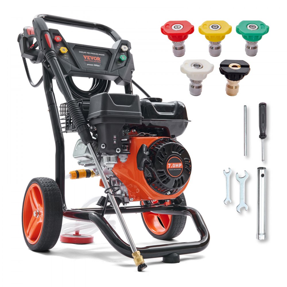 VEVOR Gas Pressure Washer Gas Powered Washer 3600 PSI 2.6 GPM 210cc 5 Nozzles