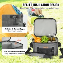 VEVOR Soft Cooler Bag, 16 Cans Soft Sided Cooler Bag Leakproof with Zipper, Waterproof Soft Cooler Insulated Bag, Lightweight & Portable Collapsible Cooler for Beach, Hiking, Picnic, Camping, Travel