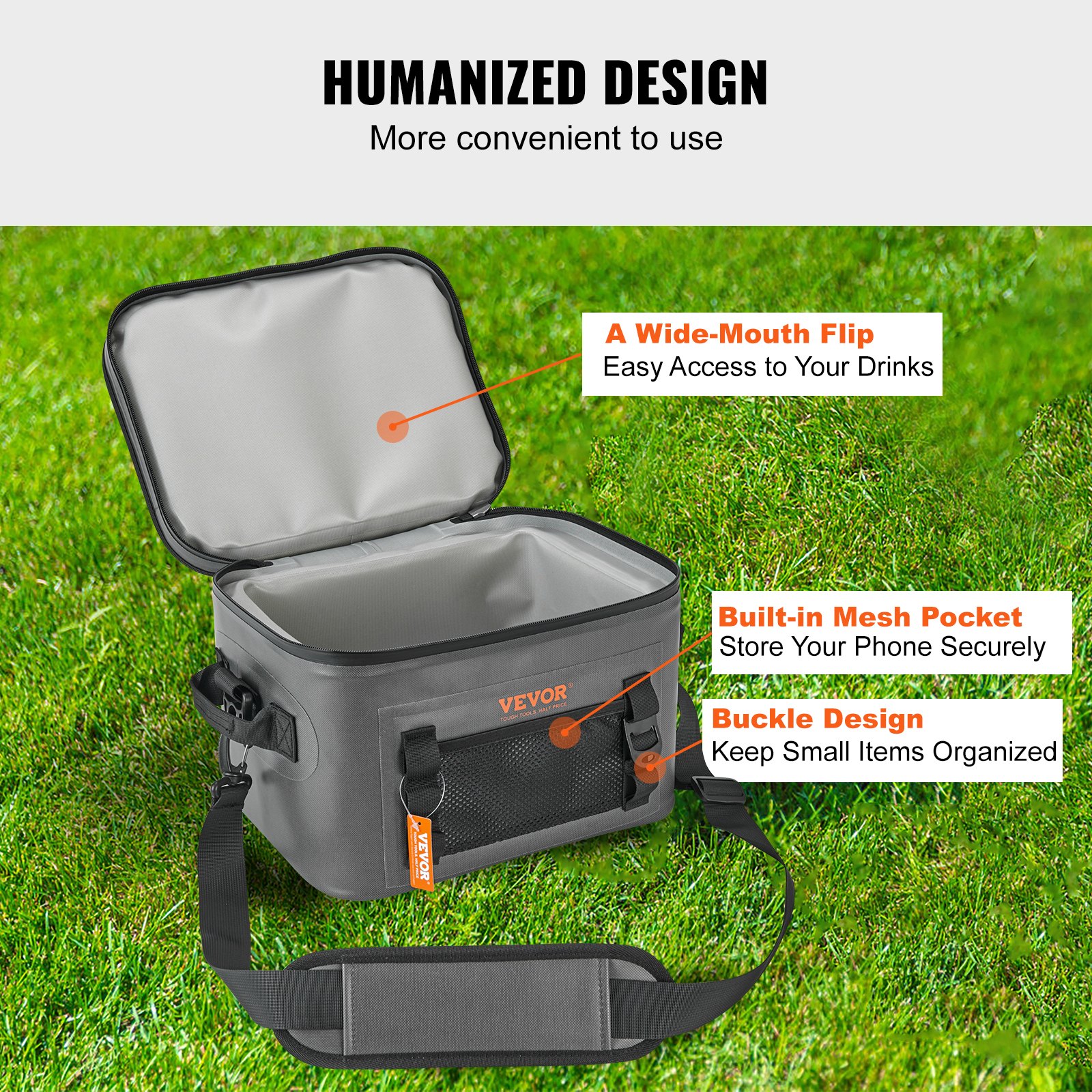 VEVOR hard-shell koeltas 16 blikken, thermische tas warmtetas isolatietas koeltas waterdicht, diepvriestas diepvriestas lunchtas kamperen, wandelen, vissen, varen