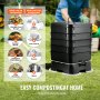 VEVOR snelcomposter 18-50L tuincomposter 400x400x650mm thermische composter HDPE kunststof composter Inclusief 5 kommen en een opvangbak Compostbak Compostering Vermindering van huishoudelijk afval
