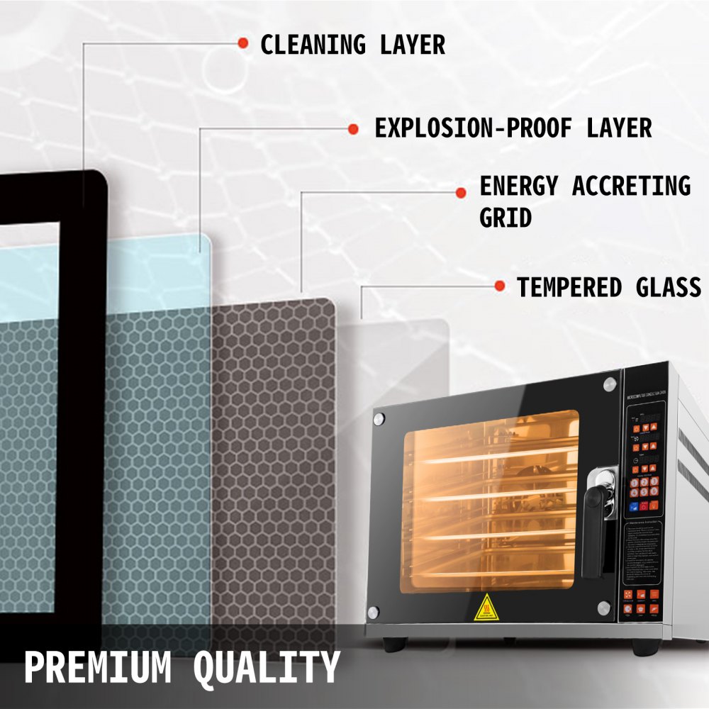 VEVOR Countertop Toaster Oven 4-Tier Convection Oven 4500W Toaster Oven  with Spray Function Convection Toaster Oven Intelligent Control Panel Toaster Ovens 0-350℃ Air Fryer Oven for Kitchen