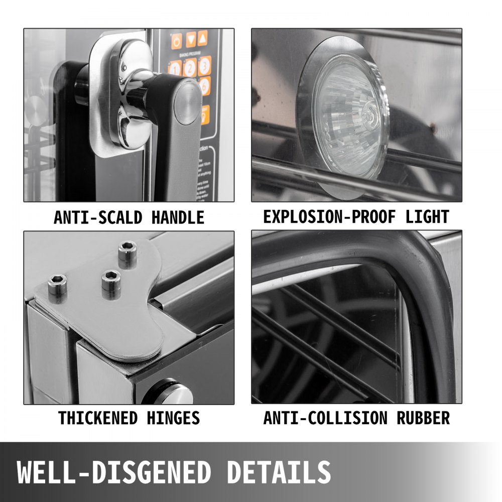 VEVOR 4500W Oven Broodrooster Oven 4-Stage Convectie Oven met Sproeifunctie 220V Aanrecht 0-350 ℃ Airfryer Oven Aanrecht Broodrooster Oven