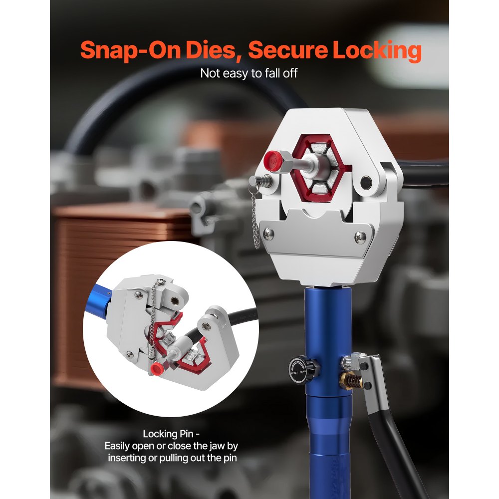 VEVOR Hydraulic Hose Crimper, Hydra-Krimp AC Hose Crimper Kit with 7 Dies Snap-On, Integral Manual Hydraulic A/C Hoses Crimping Tool for Automotive & Air Conditioning Repair - with Carrying Case