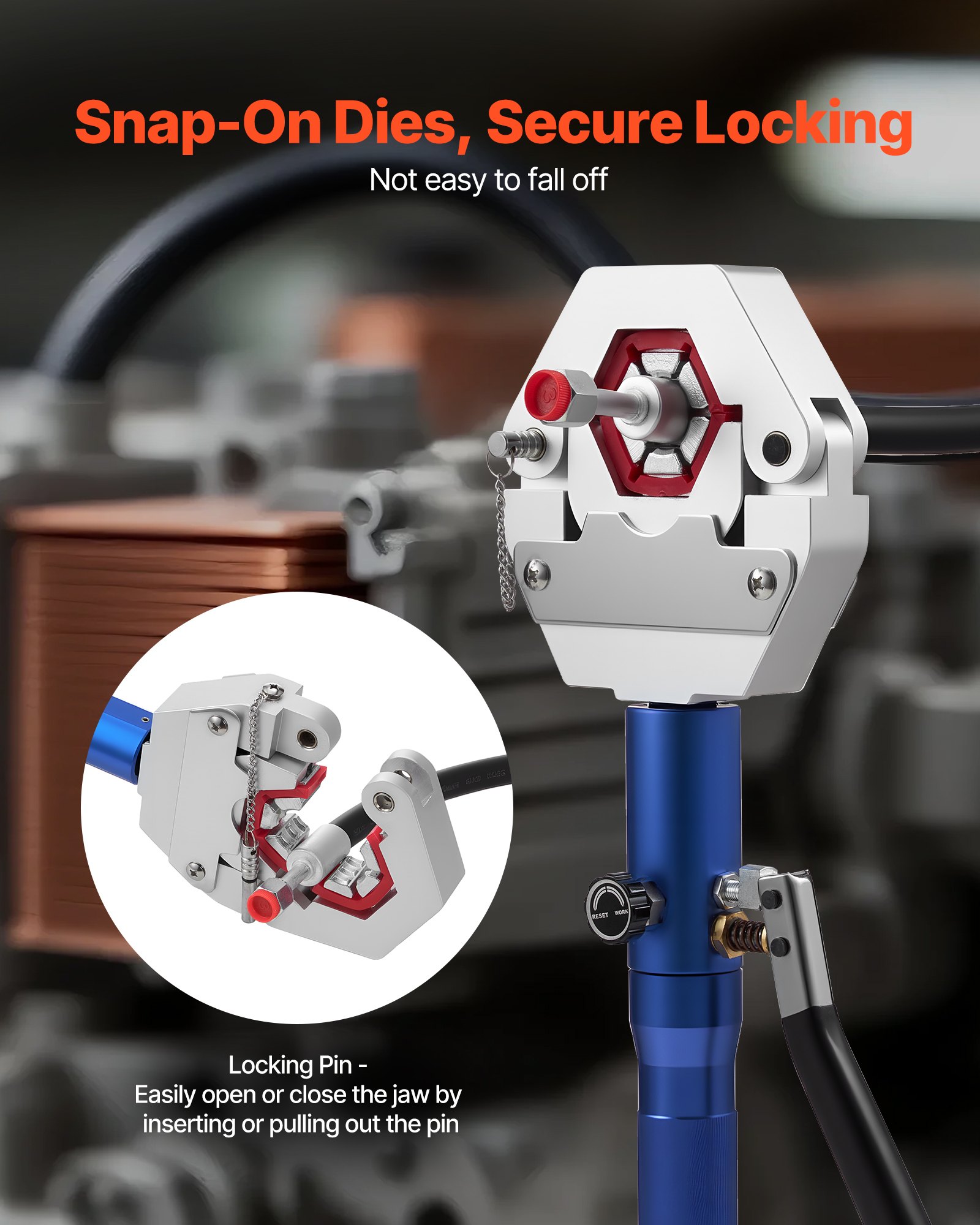 VEVOR Hydraulic Hose Crimper, Hydra-Krimp AC Hose Crimper Kit with 7 Dies Snap-On, Integral Manual Hydraulic A/C Hoses Crimping Tool for Automotive & Air Conditioning Repair - with Carrying Case