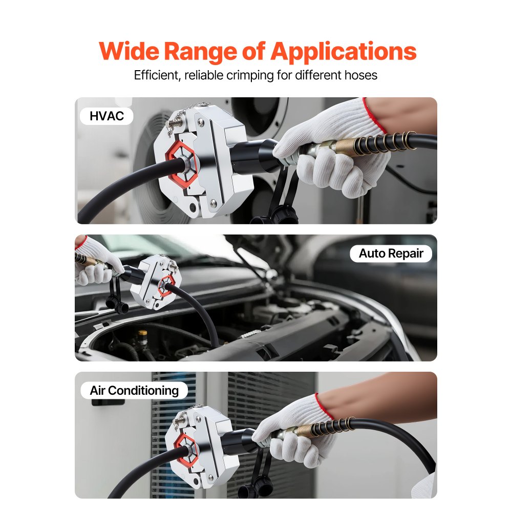 VEVOR Hydraulic Hose Crimper, Hydra-Krimp AC Hose Crimper Kit with 7 Dies Snap-On & Carrying Case, Hydraulic A/C Hoses Crimping Tool for Automotive & Air Conditioning Repair (Split with Manual Pump)