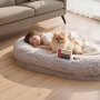 VEVOR Human Dog Bed, 51.97 x 33.86 x 9.45 inch Orthopedic Memory Foam Human Sized Dog Bed, Humans Pet Beds with Side Pocket, Handle & Zipper, Removable Machine-Washable Dogs Beds for Humans, Gray