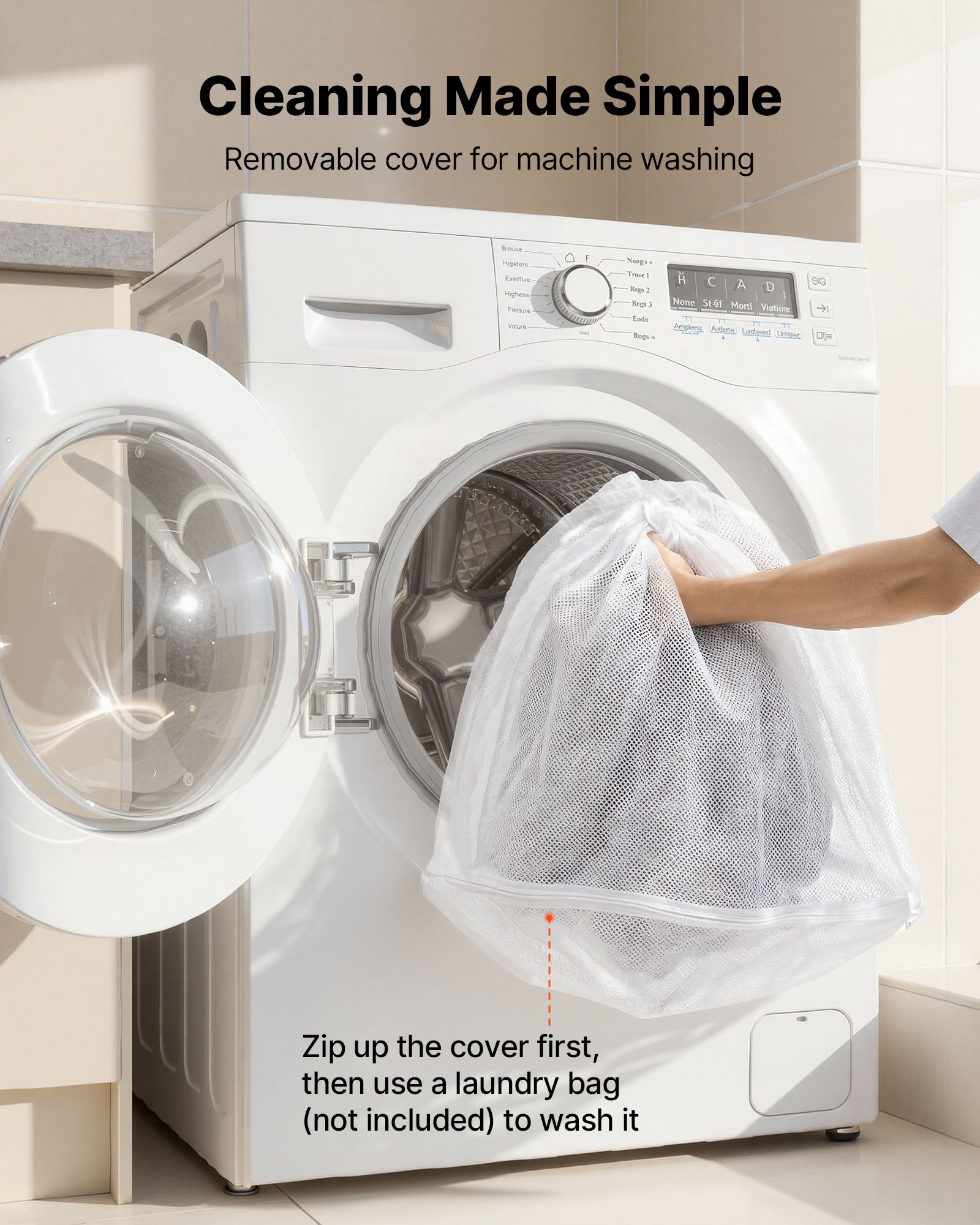 VEVOR Hondenmand voor mens en hond, 176x122x24 cm, Hondenmand van traagschuim op mensenformaat, met zijvak, handvat en ritssluiting, afneembare, machinewasbare hoes, hoogpolig, grijs