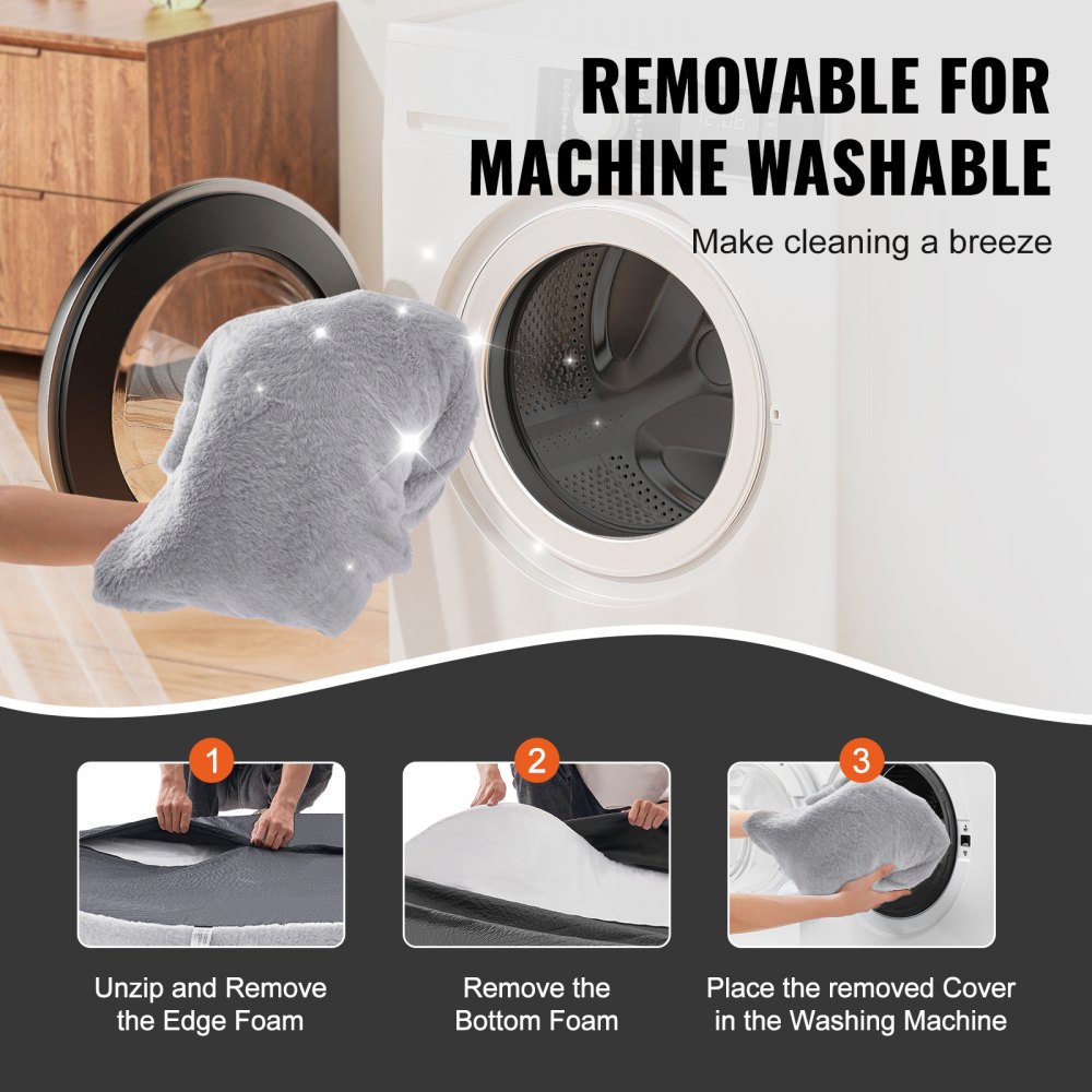 VEVOR Hondenbed voor Mensen, 183 x 122 x 25 cm, Hondenbed voor Volwassene, Hondenbed op Mensenmaat met Wasbare Hoes van Kunstkonijnenbont, Orthopedisch Ei-schuim, Opbergzak, Groot Bonenbed voor Honden, Lichtgrijs
