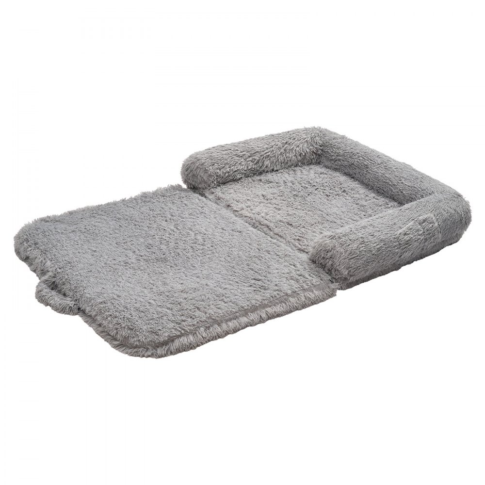 VEVOR Hondenmand voor mens en hond, 181x111x24cm, Hondenmand van traagschuim op mensenformaat, met zijvak, handvat en ritssluiting, afneembare, machinewasbare hoes, hoogpolig, donkergrijs